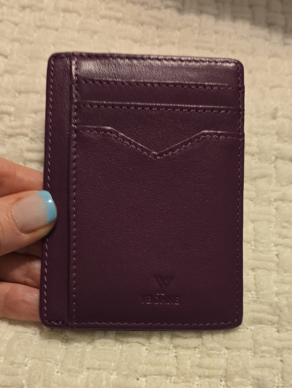 Yeonne Purple Leather Card Holder